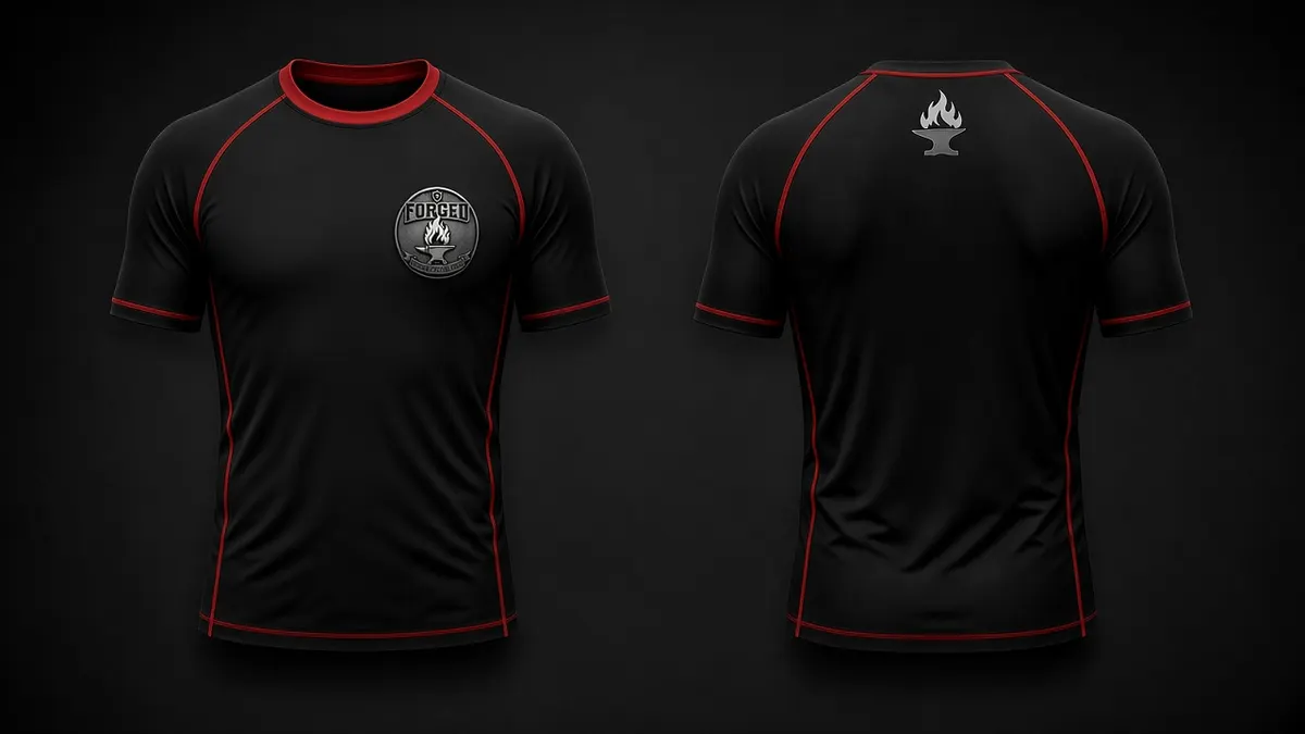 FORGED short sleeve rash guard, front and back