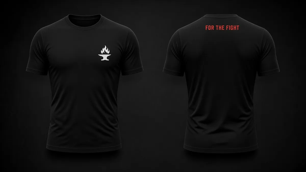 FORGED FOR THE FIGHT t-shirt, front and back